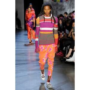 Prabal Gurung Floral Cargo Pants Orange Pink Drop Crotch 28 Streetwear